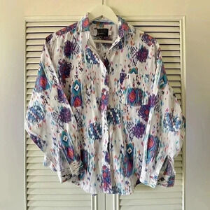 Vintage Panhandle Slim Women’s Southwestern Pattern Button Up Shirt SZ L